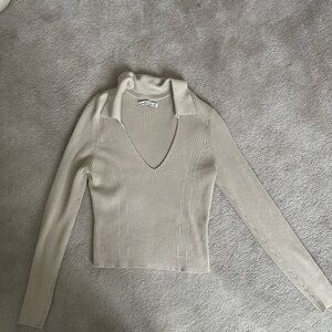 Abercrombie & Fitch Elevated Ribbed Knit Polo sweater.